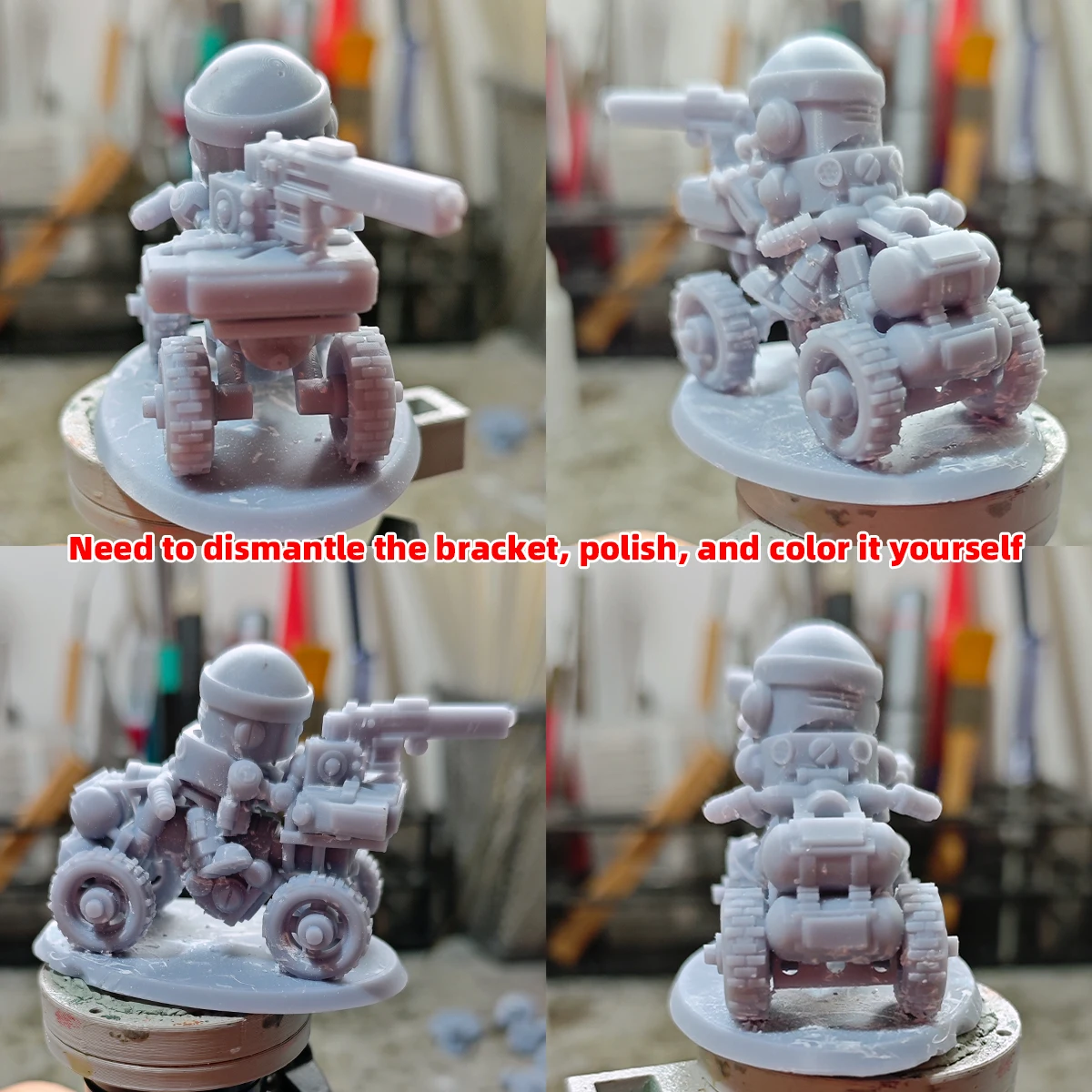 Q-Version Maßstabsmodell-Set 3D-Harz Miniatur-Soldatenfiguren Diorama Unbemalte Sci-Fi-Cartoon-Mobile Infanterie DIY – Detail 1