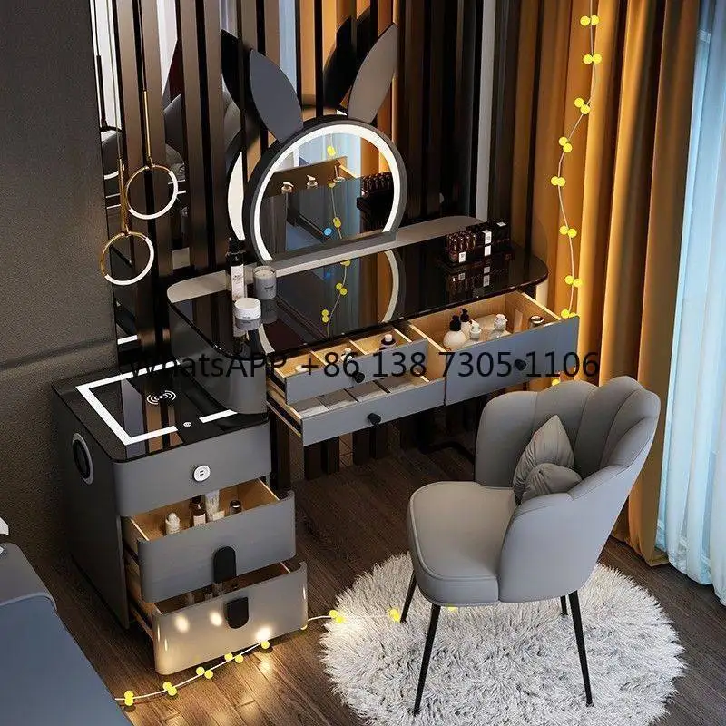 

Tempered glass multi-functional light luxury smart wireless charging bedroom dresser high feeling makeup table
