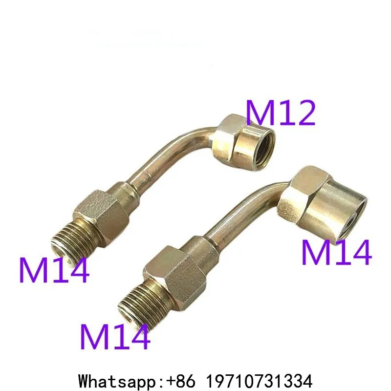 2pcs Fuel injection common rail test bench adapter fitting elbow M14-12 M14-14