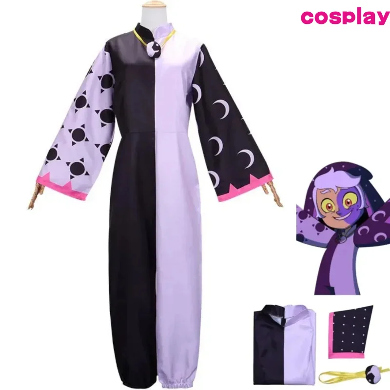 Anime American Owl House King Collector Cosplay Costume Purple Jumpsuit Adult Kids Boy Girl Kawaii Halloween Carnival Party Su C