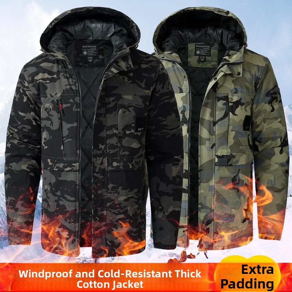 

Мужская хлопковая куртка Thiened, зимняя водонепроницаемая камуфляжная спецодежда, морозостойкая, ветрозащитная, с длинным рукавом, для холодного хранения, для труда...