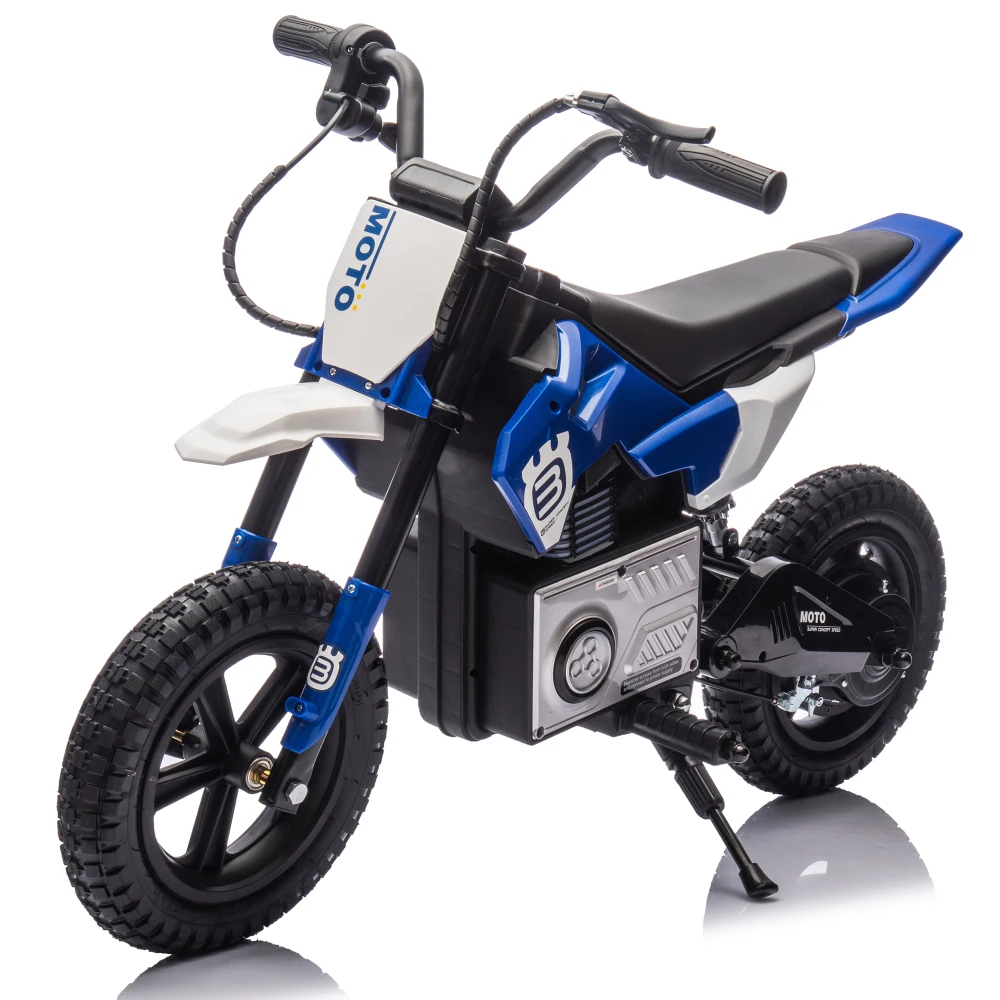 24V Kids Ride on Electric Toy Motocross Motorcycle 200W High Speed Hub Motor Rear Wheel Shock Absorber Adjustable Speed LED