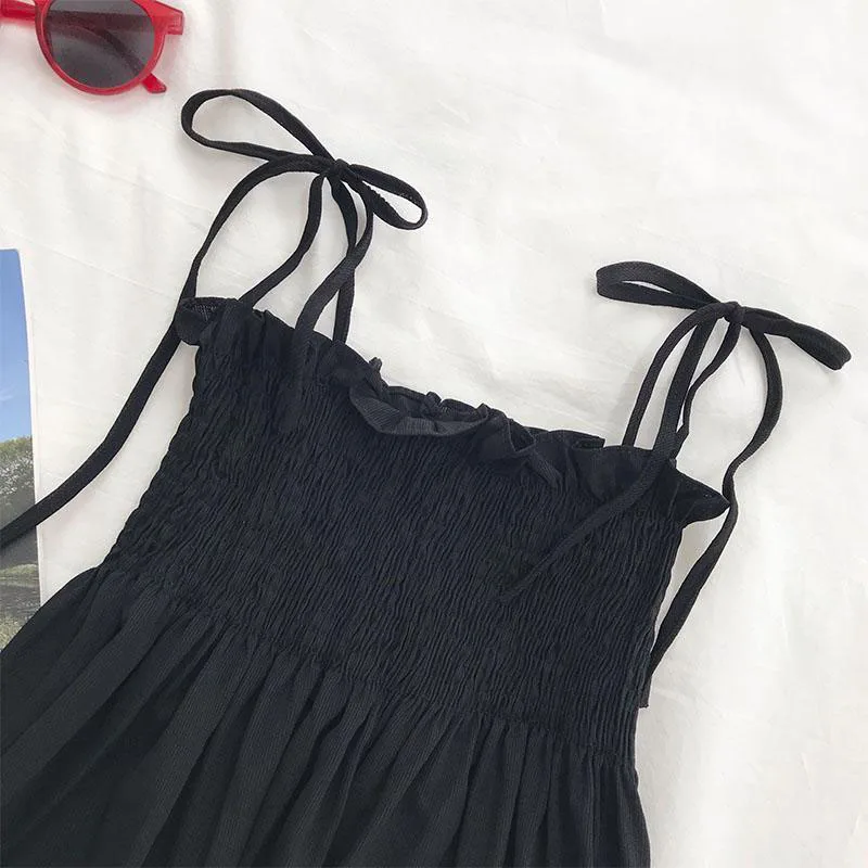 Xpqbb Black White Bow Bandage Tank Top Women Summer Folds Backless Camisole Female Sweet Cute Ruffles Sleeveless Cropped Vest