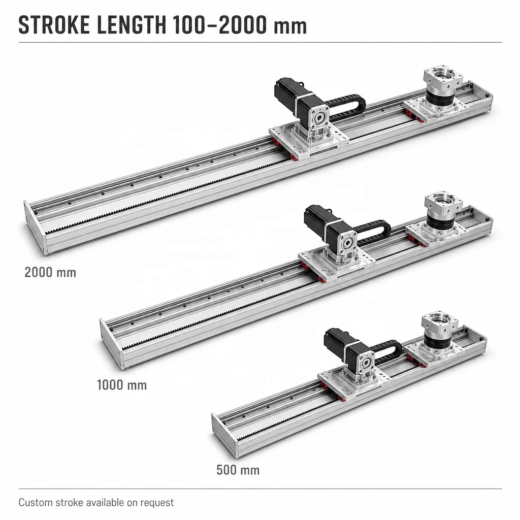 Aluminum Rack Pinion Linear Actuator With Motor Gear Servo Reducer Drag Chain Limit Switch Custom Stroke For Gantry Automation