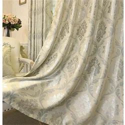 Europäische Luxus-Jacquard-Vorhänge für Wohnzimmer, beige Vorhänge, Fensterpaneel, Stoffvorhang für Schlafzimmer, Schattierung, 80 % individuell