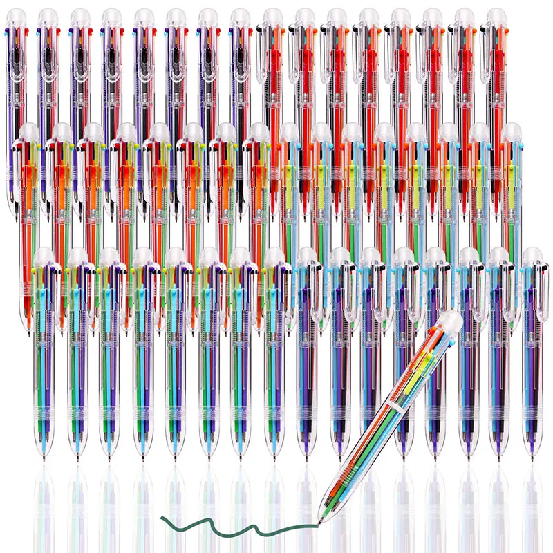 

48 шт. Шариковая Ручка-маркер, корейские креативные канцелярские принадлежности, ручка 6 цветов в 1, шариковая ручка, цветные школьные принадлежности для детей