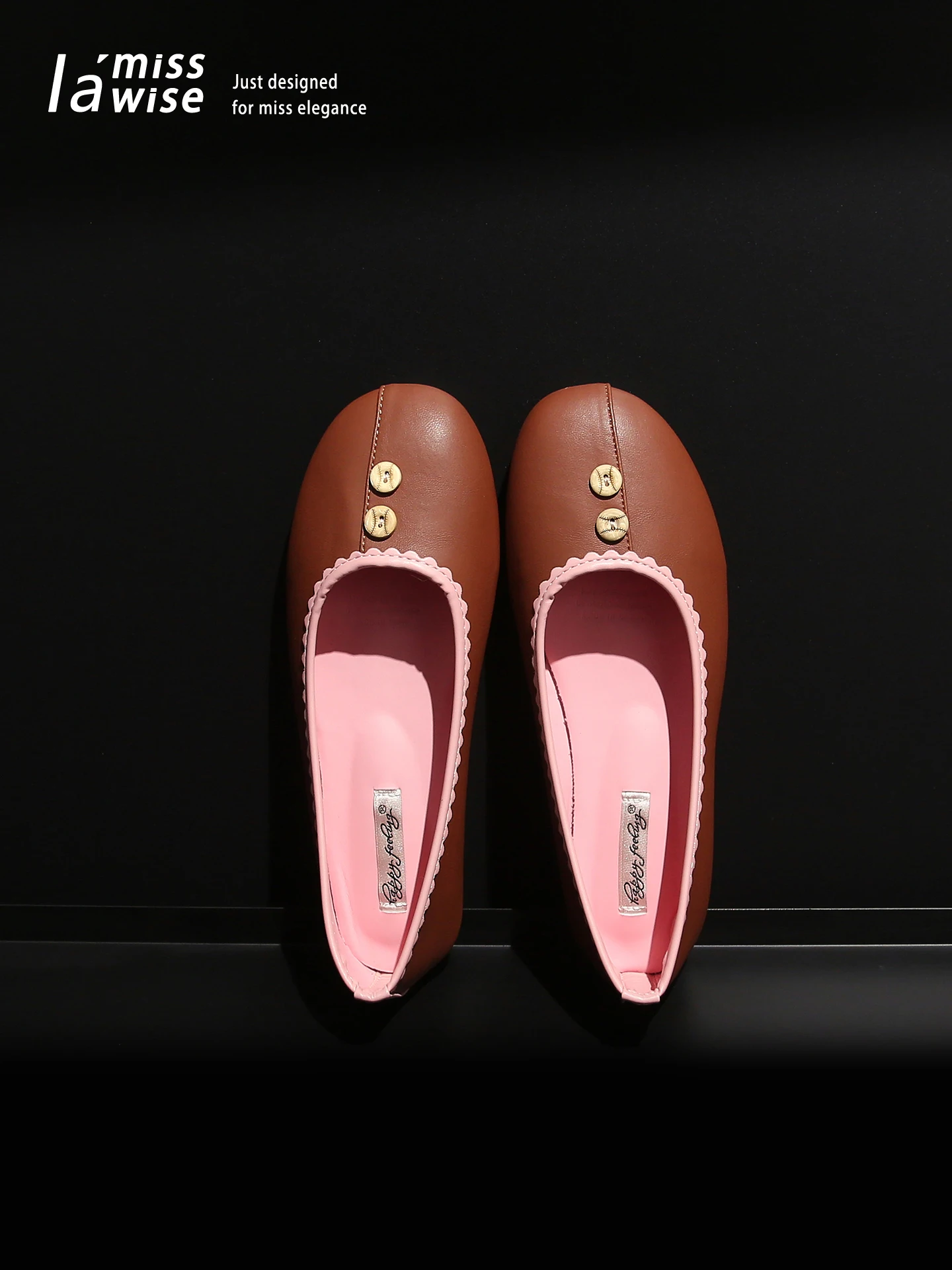 Sweet Button Trim Flats Women's Soft Bottom round Toe Shoes Casual Comfortable Fashion Single Shoes European Style Ultra Thin...