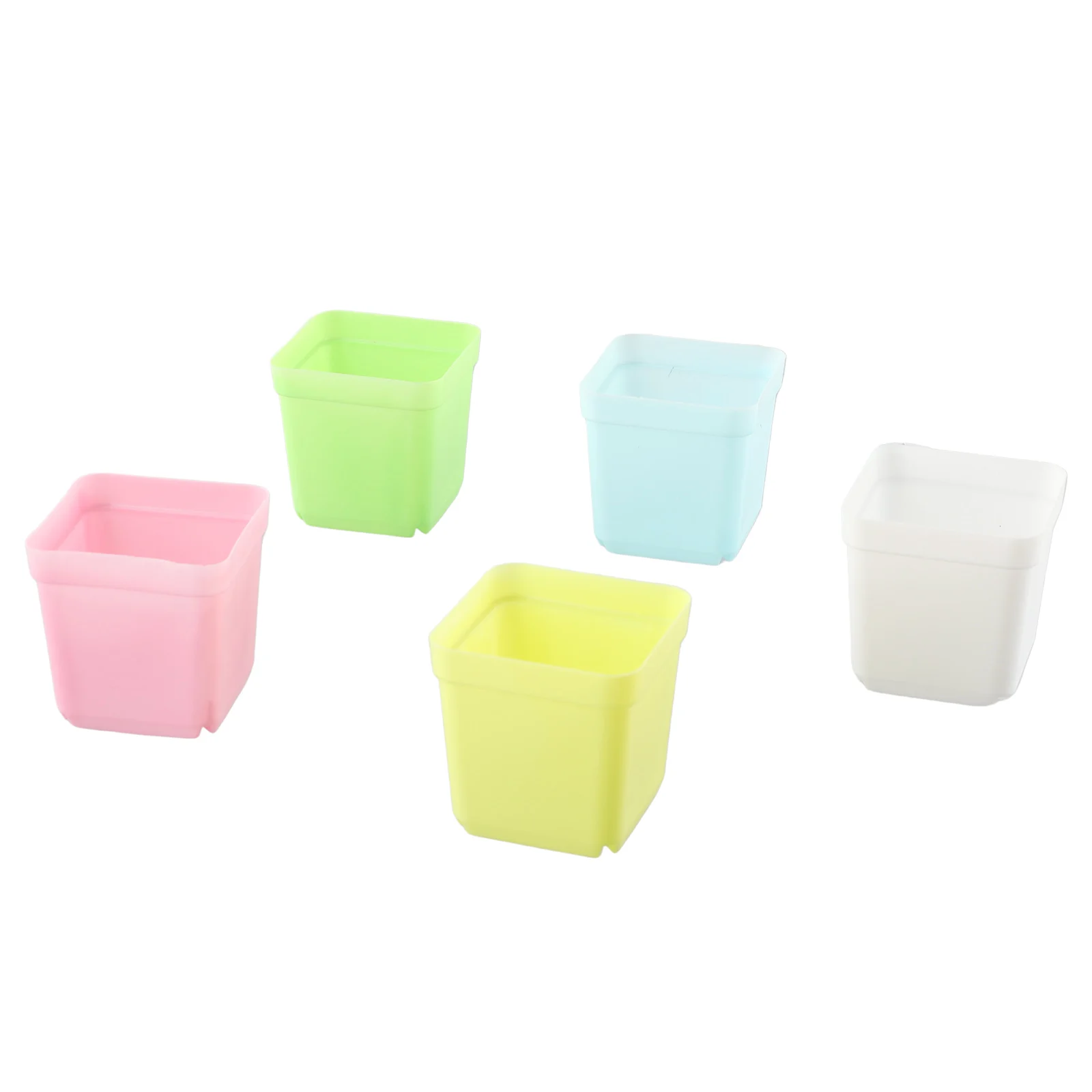 20pcs Mini Basin Square Flower Pot Succulent Plant Trays DIY Colorful Flowerpot Planters Grow Pot Home Office Garden Decoration