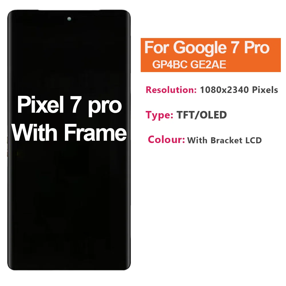 Wyświetlacz AMOLED do Google Pixel 7 Pro, model GP4BC GE2AE, wraz z ramką, ekranem dotykowym i modułem digitizera – zestaw do wymiany. — zdjęcie produktu 2
