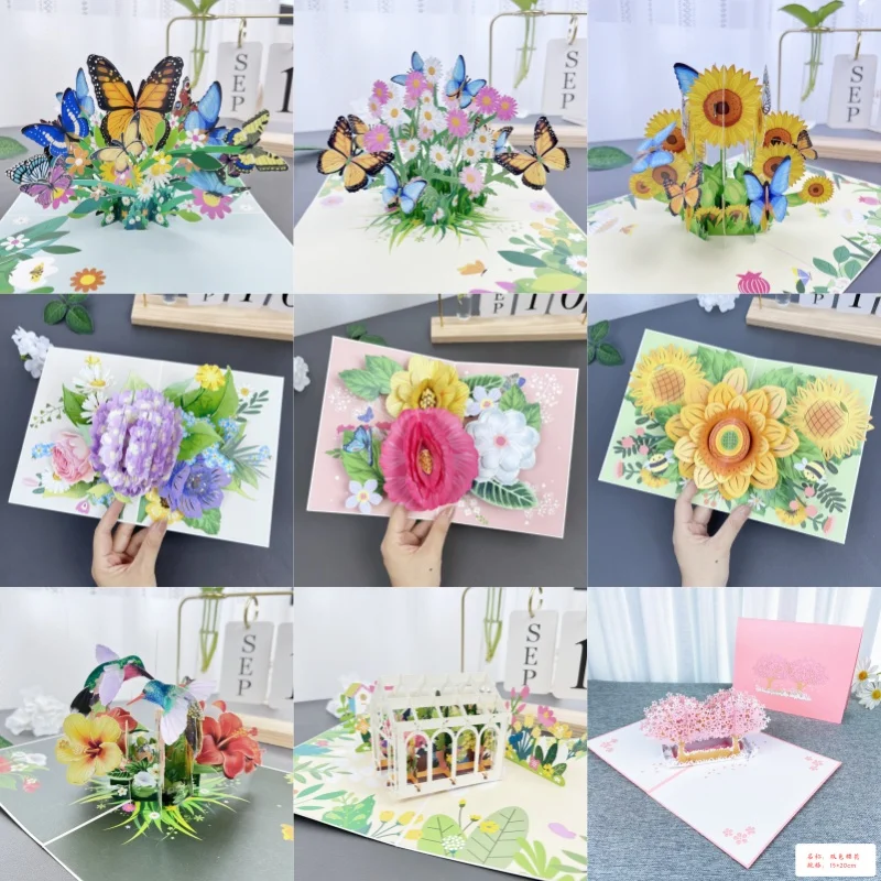 

Butterfly 3D Pop-Up Cards Flowers Birthday Card Anniversary Gifts Postcard Sunflower Wedding Invitations Congratulation Cards