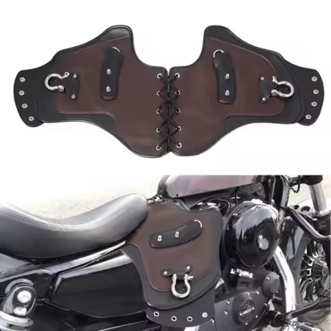 Motorcycle Universal Brown PU Leather Heat Saddle Shield Deflectors For Harley Touring Electra Glide Softail Dyna Sportster 883