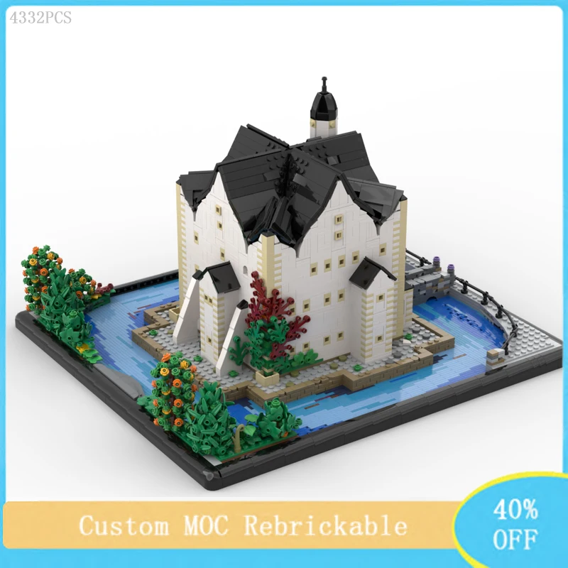 Jouets à assembler pour enfants, château d'eau MOC, modèle de bloc de construction, vue de ville créative, cadeau de noël