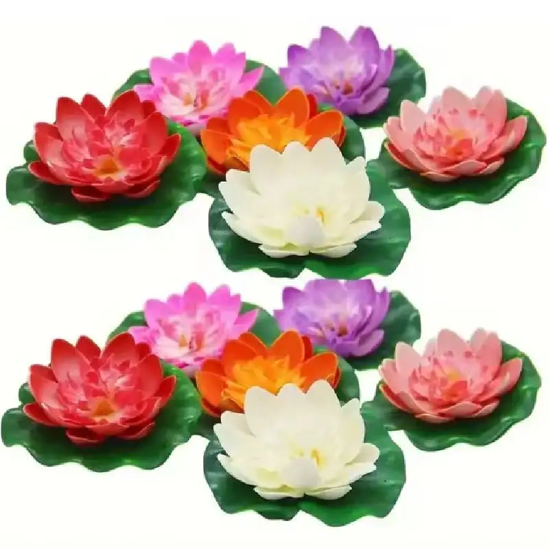 

18cm EVA Fish Tank Artificial Water Lily Pond Decor Floating Foam Lotus Fake Flower Plants For Pond Fountain Garden Decor