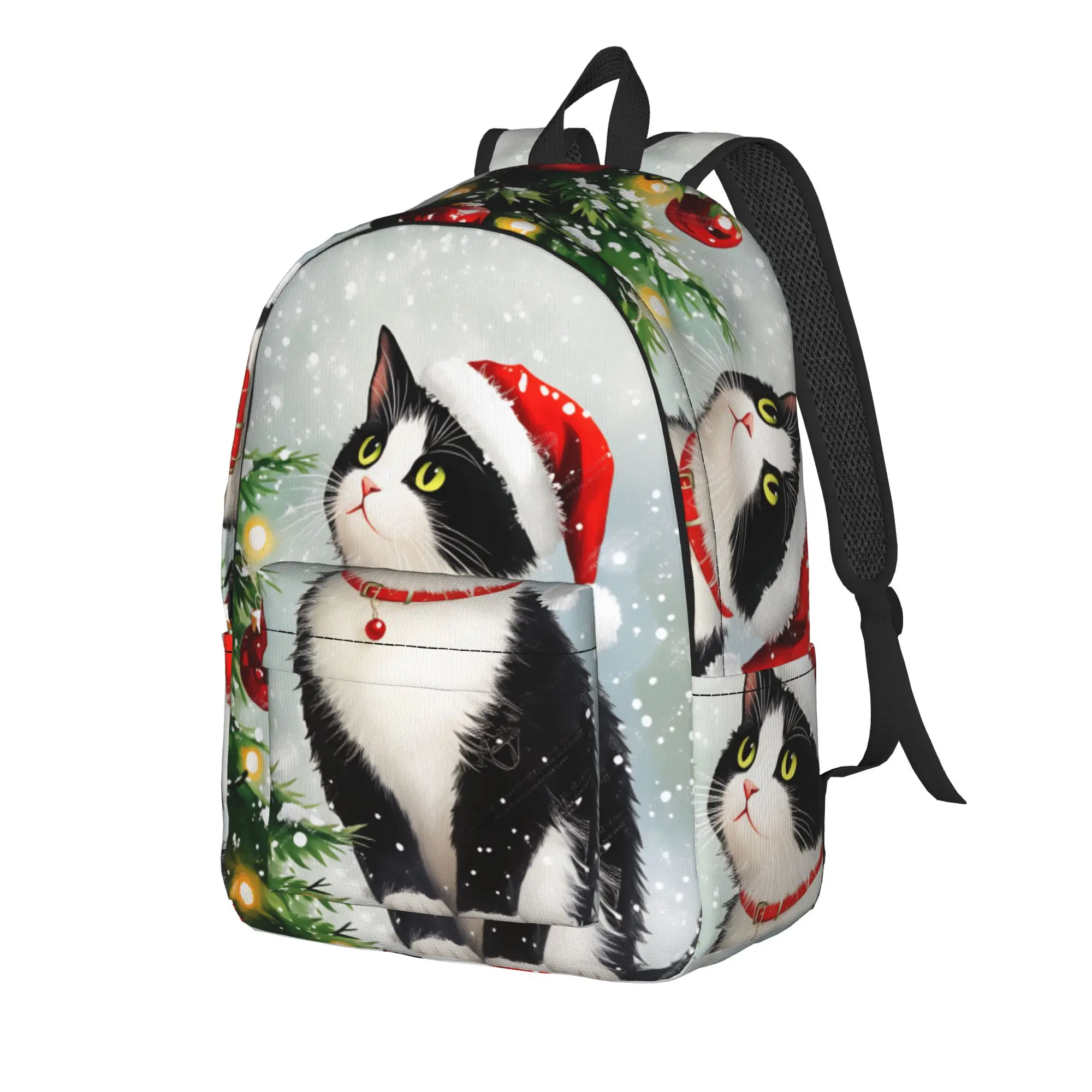 Christmas Cats  Adorable Kittens in Festive (5) Backpack  Daily Backpacks Student Cute School Bags Colorful Pattern Rucksack