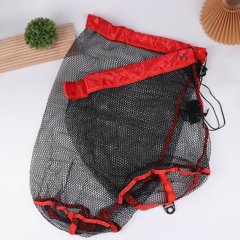 Fishing Landing Net Fishing Catching Collection Bag With Drawstring Portable Folding Thickening Small Grid Mesh Bag Fishing Gear