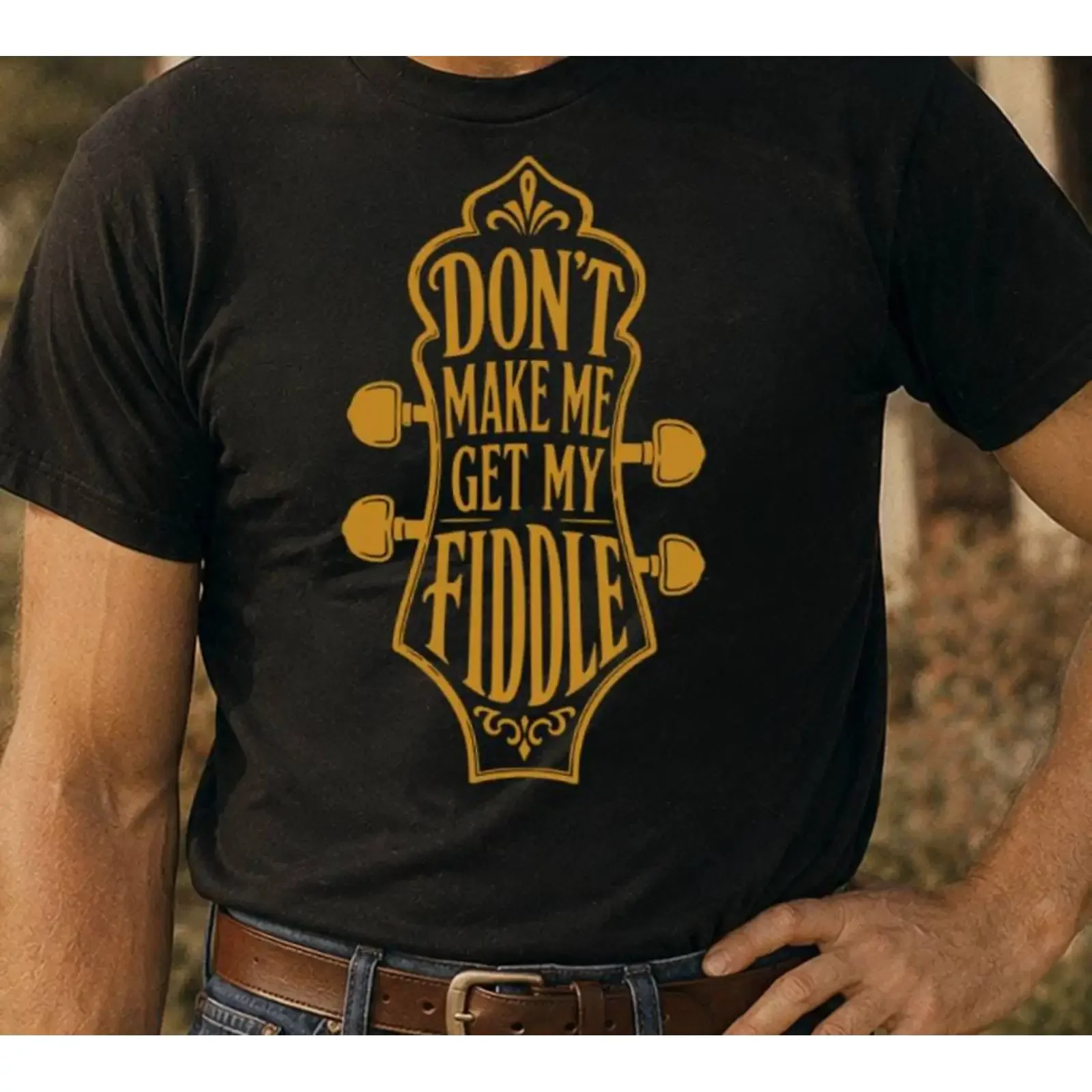 Don't Make Me Get My Fiddle T Shirt Funny Bluegrass Vintage Fiddler Folk Musician vintage Washed Breathable Unisex Soft fashion