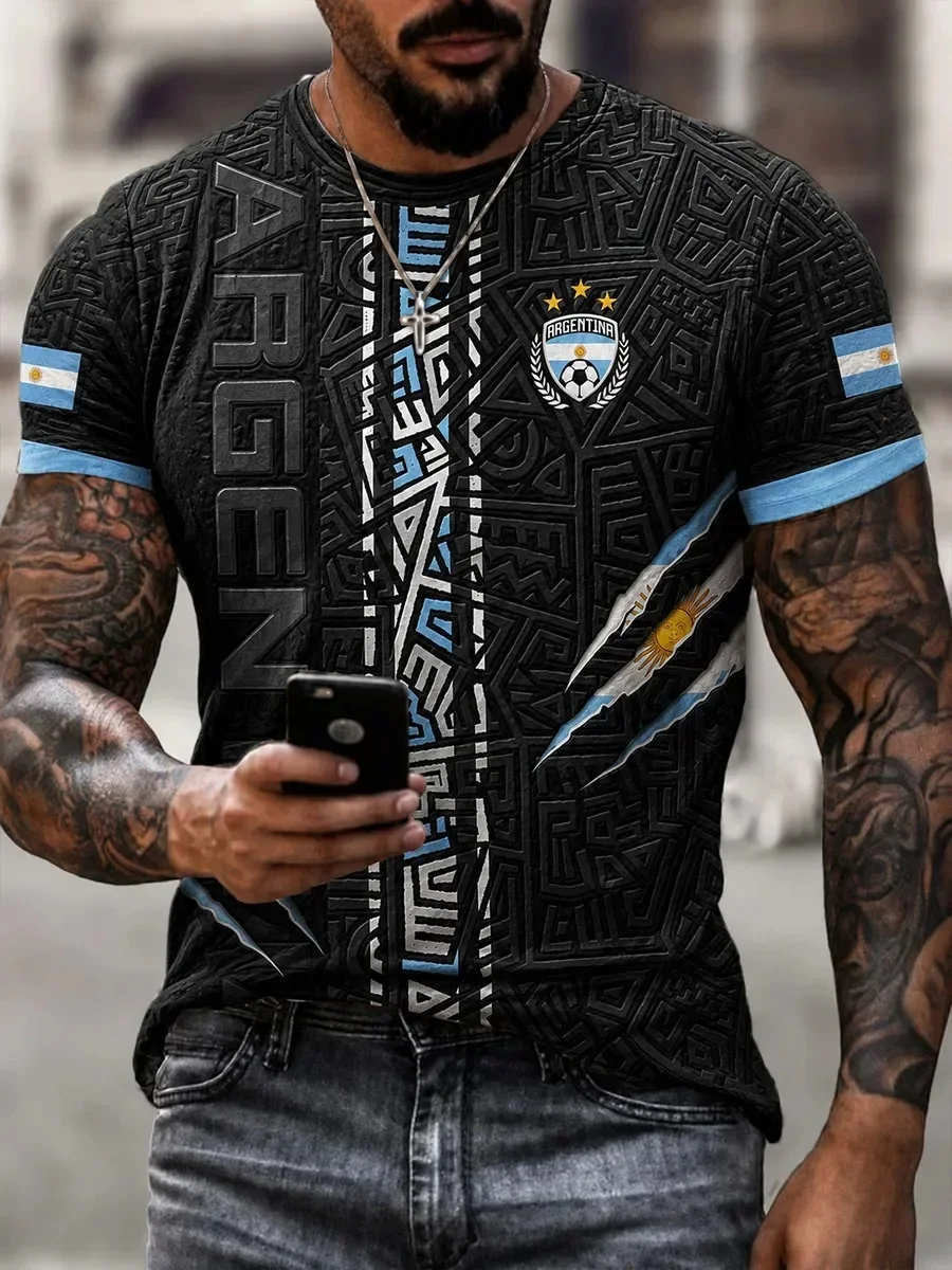2026 Edition Argentine Fan Football Training T-Shirt - 3D Digital Printing - Comfortable and Breathable - Family Clothing Y2k