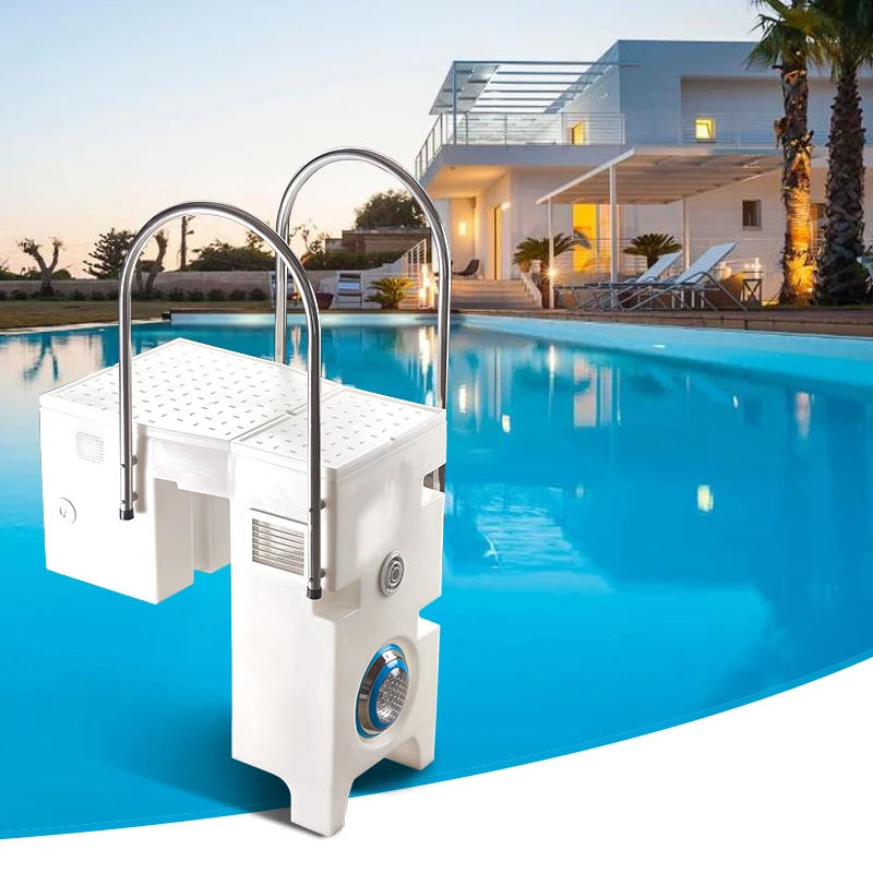 Pipeless Filtration Filter Wall Mount Filter With Stainless Ladder Anti-Slip Cover For Swimming Pool Filter