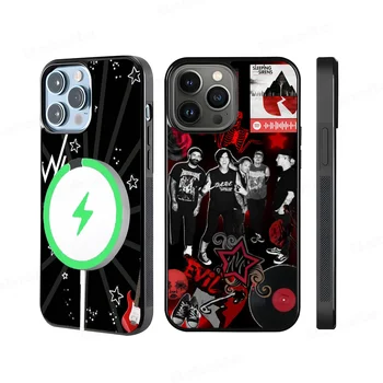 S-Sirens 전화 케이스로 S-Sleeping iPhone 16 11 12 13 14 15 Pro Max Plus Mini 용 Magesafe 자기 무선 충전 케이스