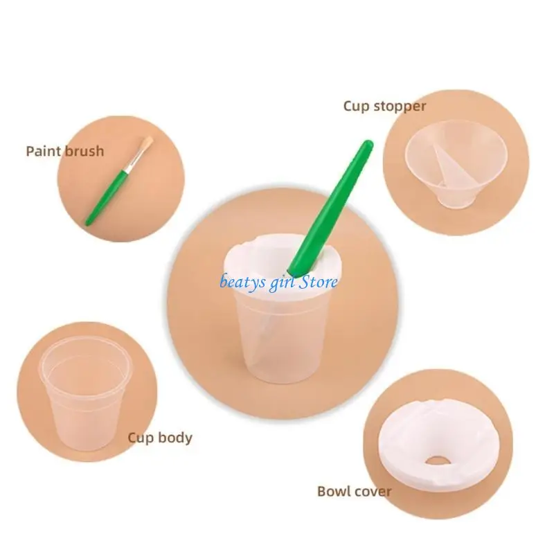 

C7AB 12/24Pcs Clear Plastic Art Brush Cleaner Cups with Lid Reusable Watercolor Brush Washing Cups for Artist Kid Painting