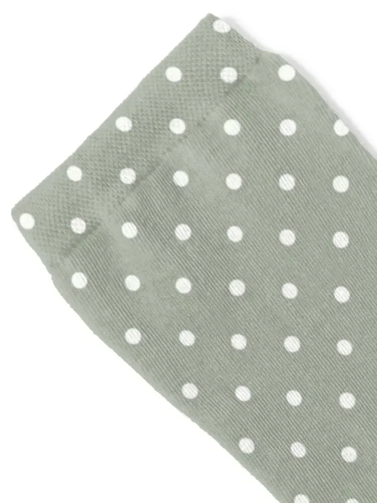 Classic Small White Polka Dot Spots on Desert Sage Grey Green Socks custom christmas gift Woman Socks Men's