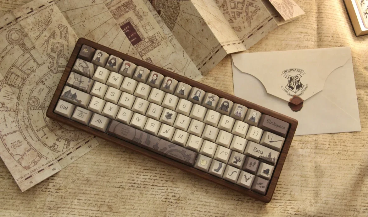 De Marauder'S Map Keycaps Cherry Kca Profiel Pbt Individualiteit Maatwerk Koffie Kleur Keycaps Voor Office Desktop Toetsenbord