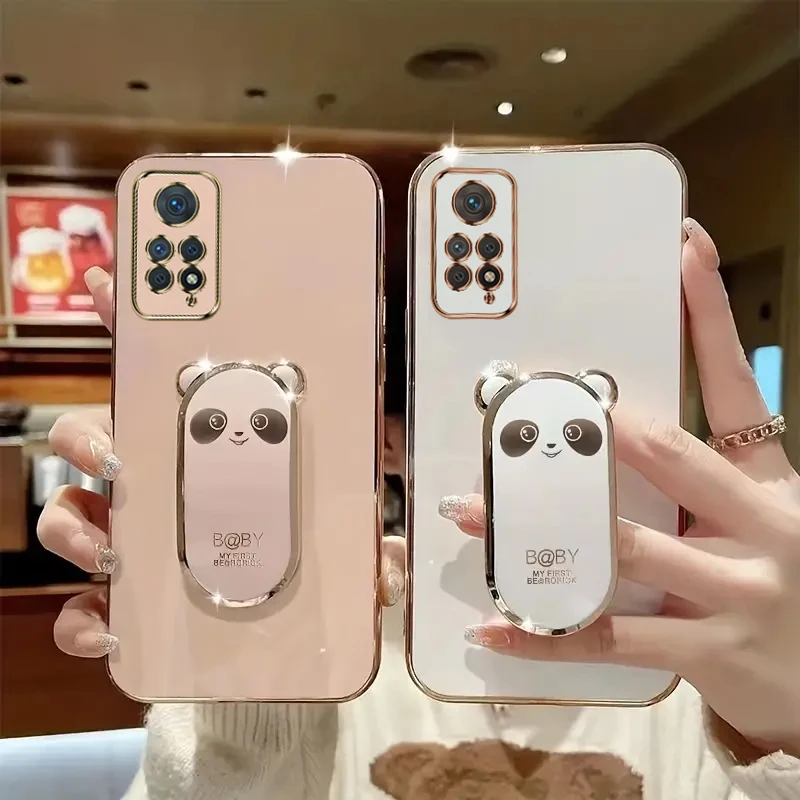 Redmi Note 12 Case Creative Cute Panda Phone Holder Stand For Xiaomi Redmi Note 12 11 11S 10 9 Pro 10S 12C 10C 9C A1 Plus Cover