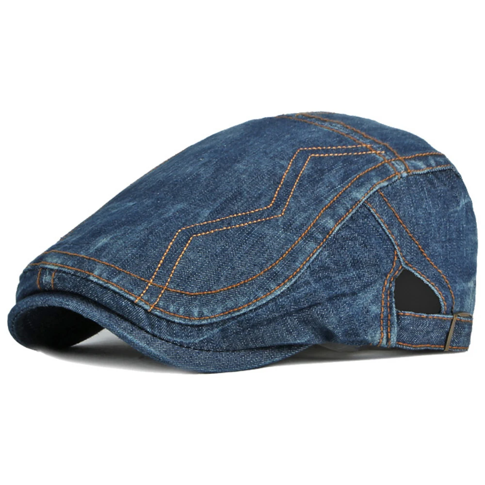 

HT4202 Beret Cap Denim Hats for Men Women Spring Summer Flat Cap Male Female Artist Painter Beret Hat Mens Berets