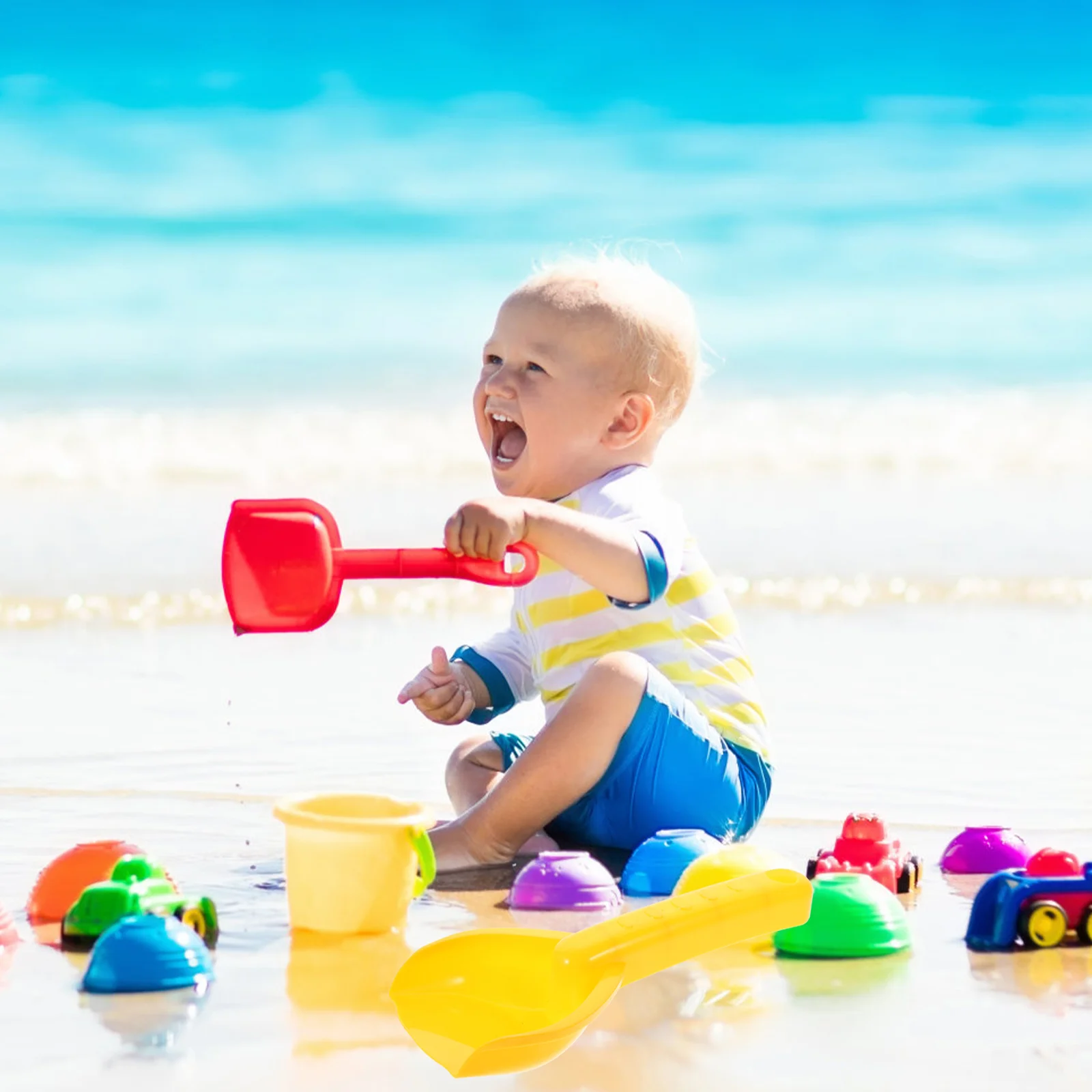 12-teiliges Sandkasten-Kinderspielzeug für Kinder von 6 bis 10 Jahren, Werkzeugschaufeln, gelb, Strand, Outdoor, Meer