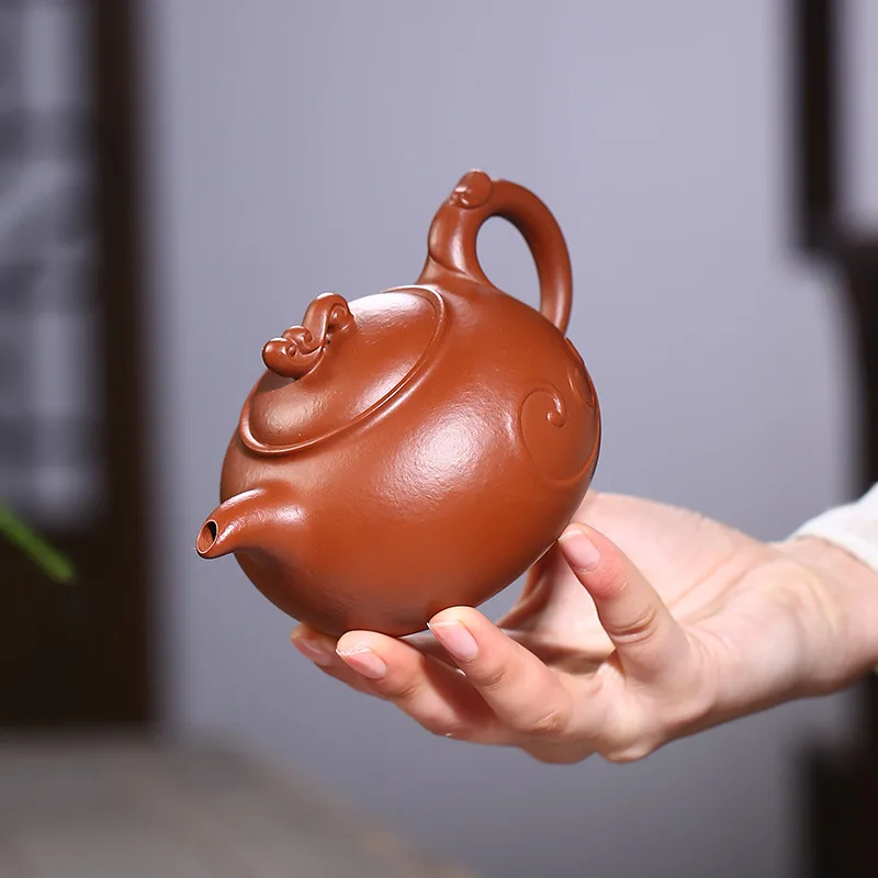 Yixing Purple Clay Teapot Cinnabar Sand Broken Wave Teapot One Piece Dropshipping Rain Medium Sand Wholesale Tea Set Manufacture