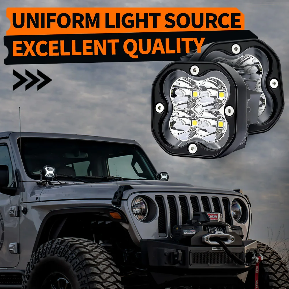 Quadratische 3-Zoll-RGB-Farbscheinwerfer LED-Arbeitsscheinwerfer Spotlights für Jeep, Auto, LKW, 4x4, Offroad, ATV, Motorrad, Nebelscheinwerfer – Detail 13