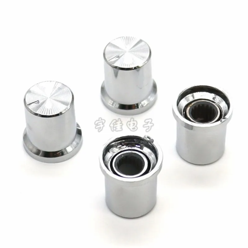 10PCS 15MM water-plated Silver Knob Cap Potentiometer Knob Cap Long Axis Knob Cap Power Amplifier Volume Adjustment Knob