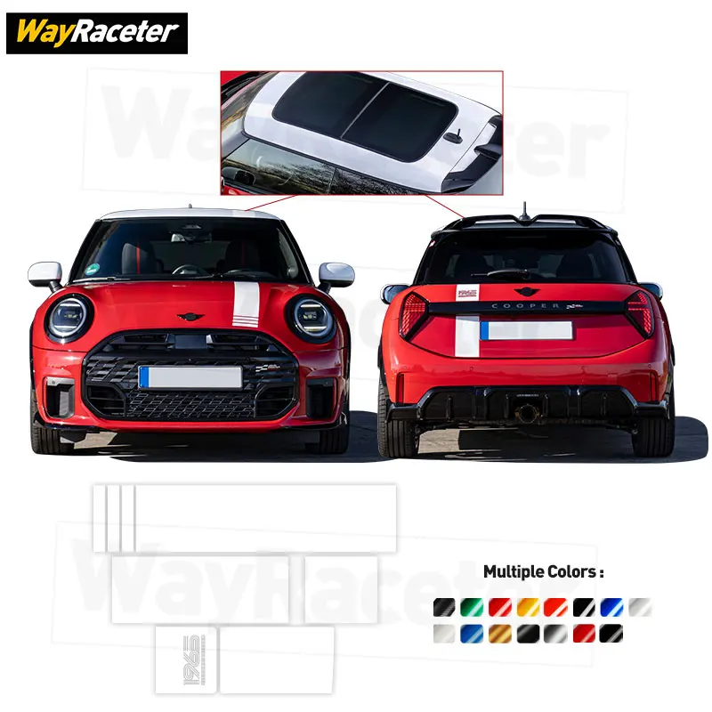 3 Pcs/Set Car Bonnt Hood Sticker Roof Trunk 1965 Victory Edition Vinyl Decal For MINI Cooper F66 JCW 2024 F65 2026 F67 J01 2025