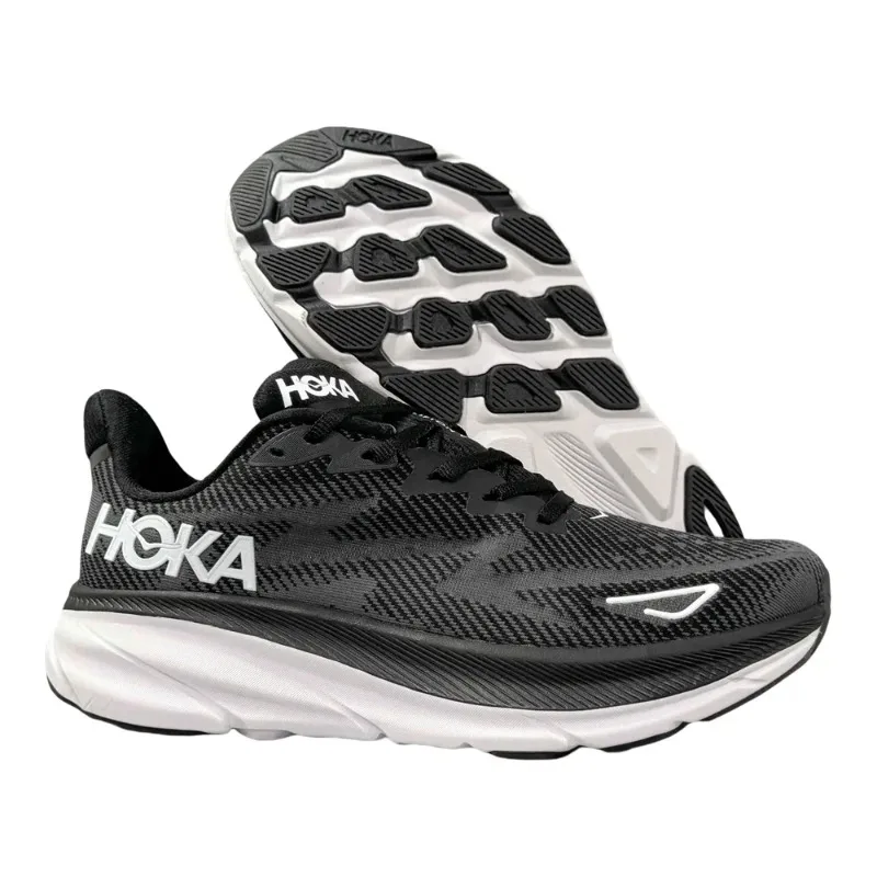 Hoka One One Clifton 9 Black White Classic Anti-slip Against Impact Men Women Outdoor Sports Running Shoes 1132210-BWHT