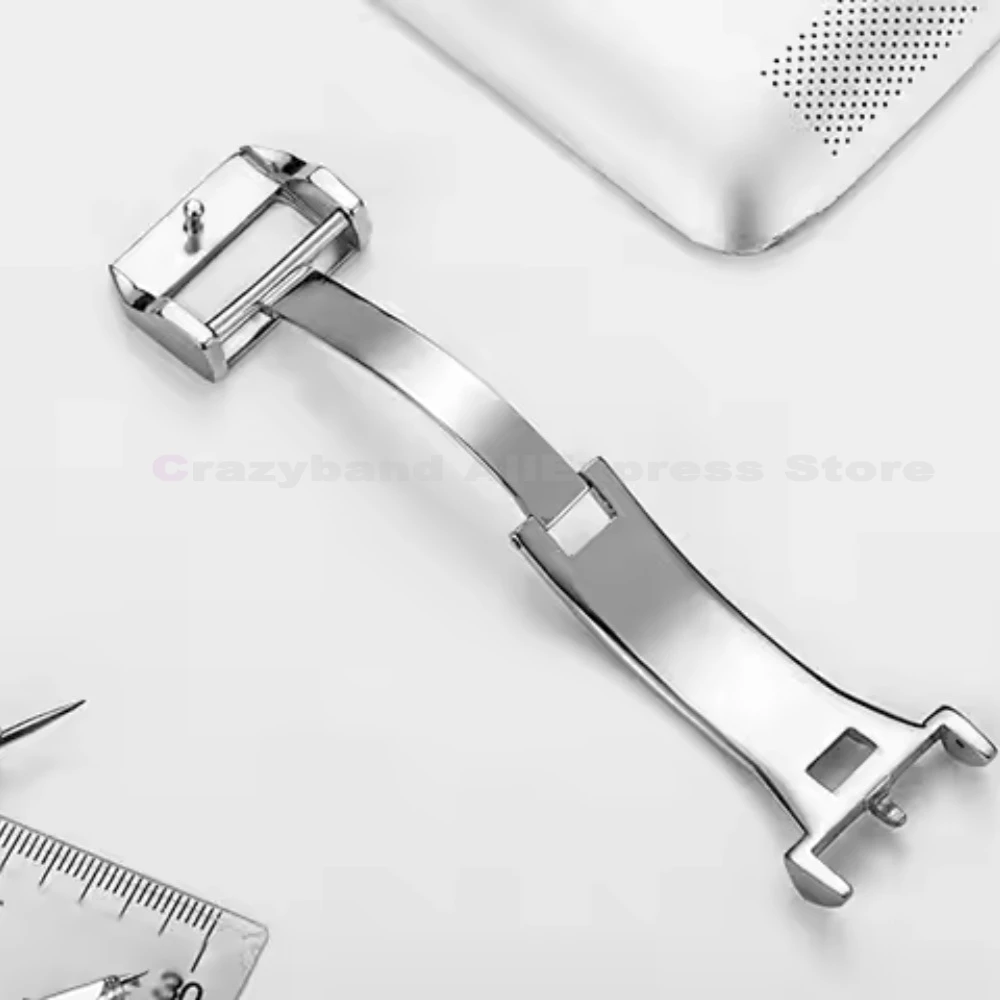 316L Stainless Steel Deployment Buckle for IWC Pilot Mark Portugieser Rose Gold Rubber Leather Watchband Folding Clasp 18mm image 2