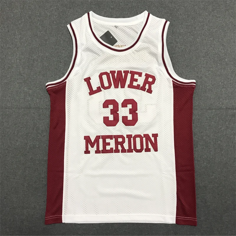 Men #33 Bryant Lower Merion Headgear Men's Maroon High School Retro basketball Jersey Embroidered