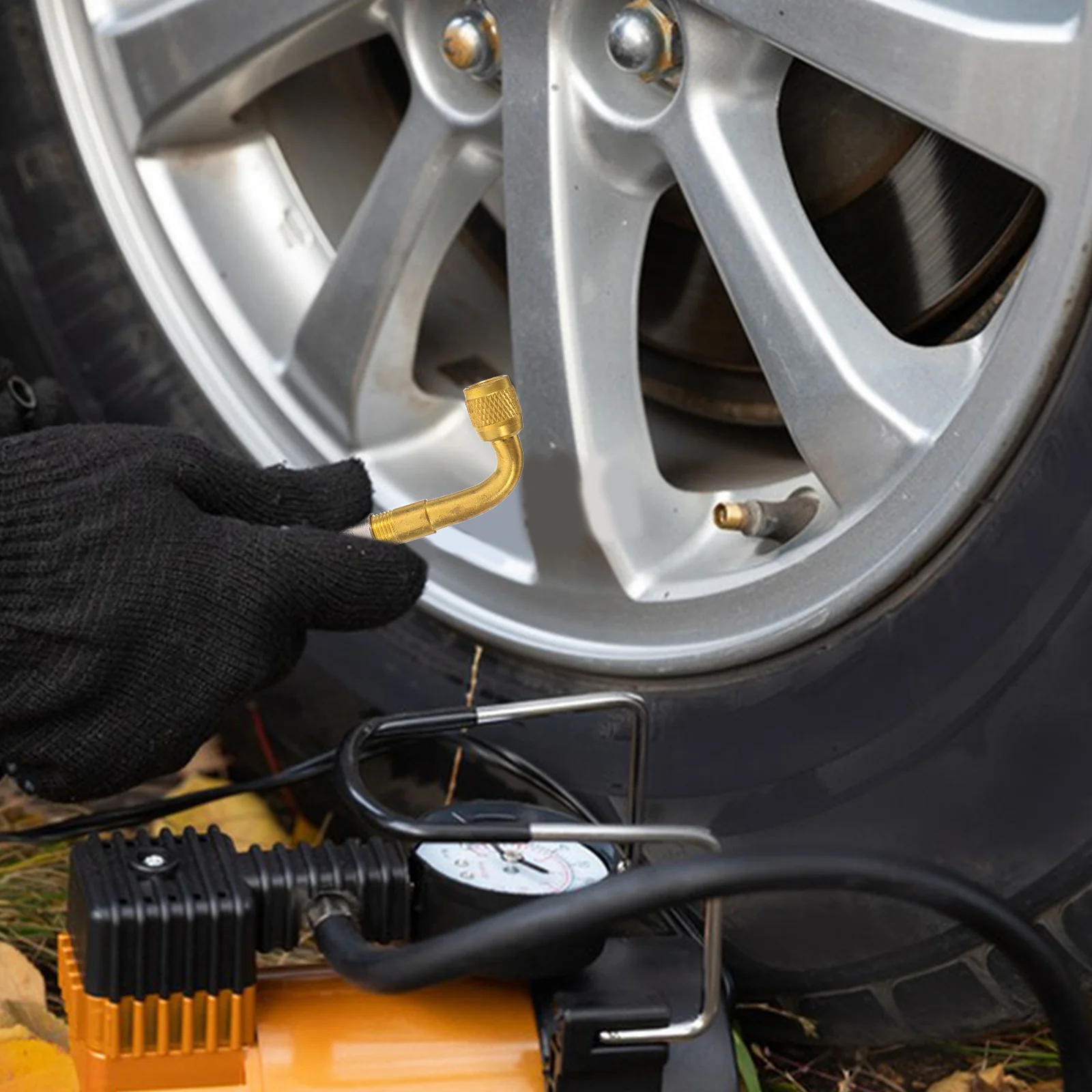 

90 Degree Tire Valve Stem Extension Extender Durable Stainless Steel U-Shaped Dual Pulley for Various Vehicles