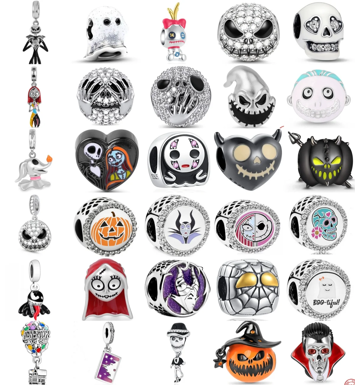 

2025 Miniso Halloween S925 Silver Multi Character Thrilling Carnival Charm Bead Fit for Original Bracelet DIY Boutique Jewelry
