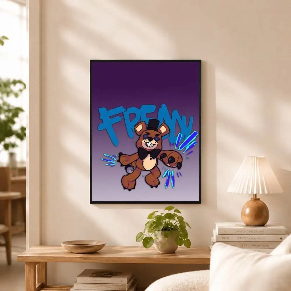 game F-Five Nights at F-Freddys Poster Waterproof Wall Art Sticker For Bar Living Room Vintage Decor