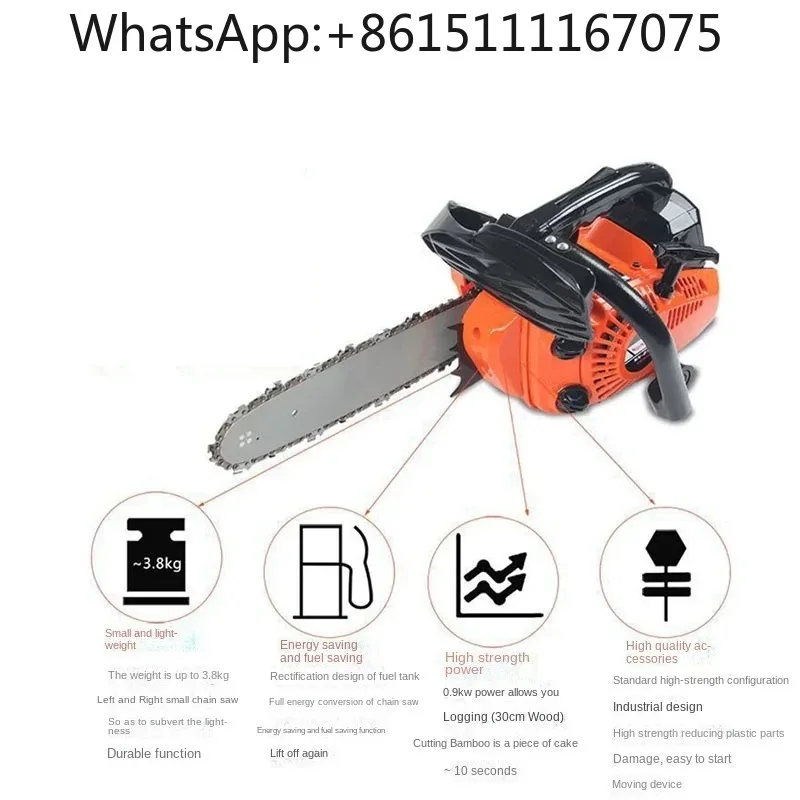 12 Inch Gas Chainsaw High Power Wood Cutting Tool Household Carpentry Woodworking Equipment