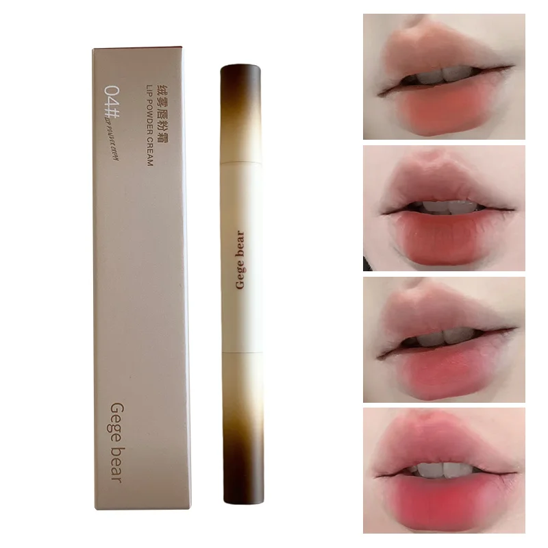 Gege Bear Single Velvet Lip Powder Cream - Acabado Sedoso y Mate, Maquillaje de Invierno, Piel Natural, Larga Duración 8H, Cómodo