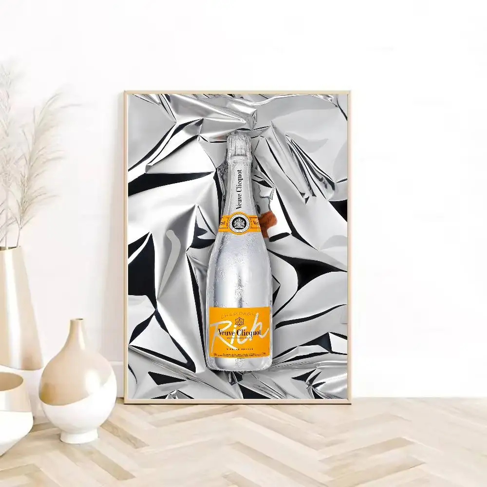 العصرية الموضة V-Veuve من C-Clicquot المشارك HD لزجة الجدار مقاوم للماء غرفة المعيشة المنزلي غرفة نوم النوم بار الديكور الجمالي