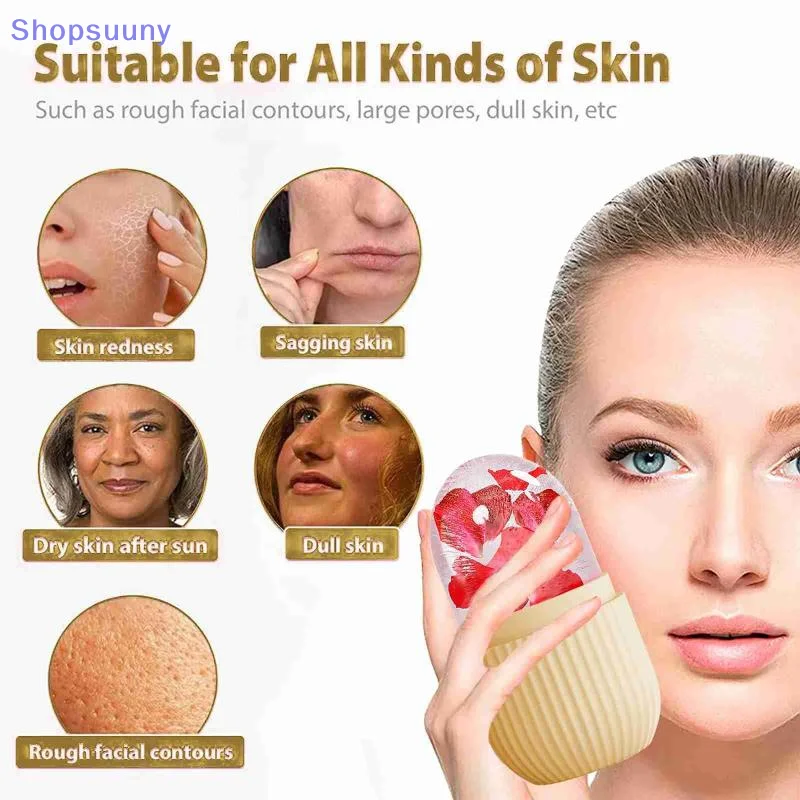 [SU]Ice Face Roller Ice Cube Beauty Massage Silicone Ice Mold Eye Puffiness Ice Facial Roller Shrink Pores Multifunctional Mold