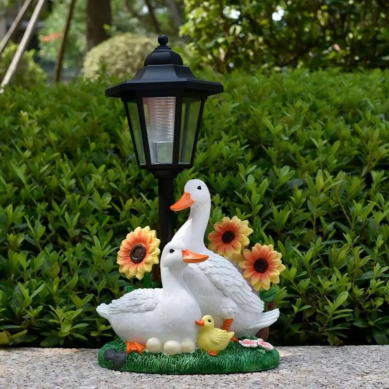 Sunflower Duck Family Solar Light,Waterproof LED Garden Yard Ornament Patio Lawn Gardening Decor Gift