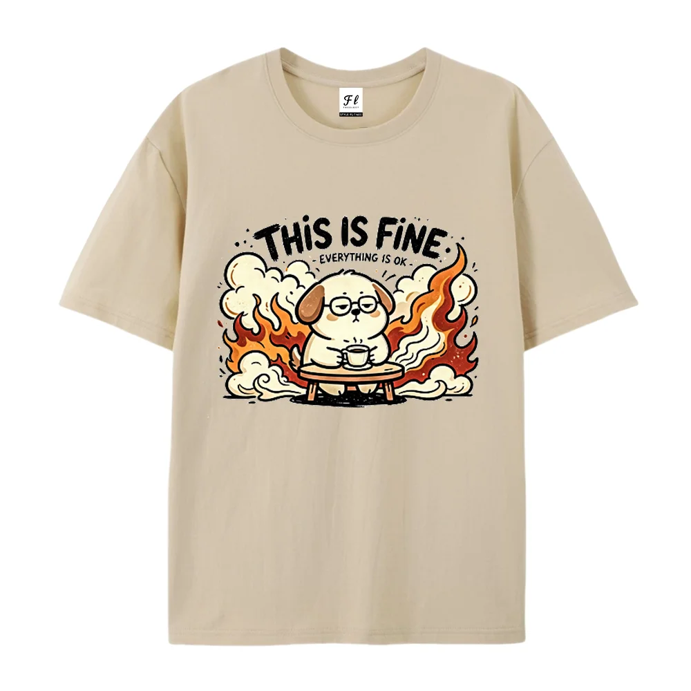 Funny Cartoon Dog Graphic Shirt Humorous Funny Scene Slogan Print Cotton Casual Short Sleeve Tee Meme‑Inspired Streewear