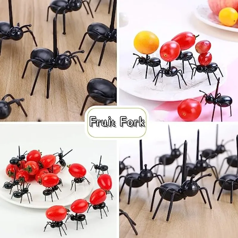 12PCS Ants Moving Shape Fork Hardworking Ants Moving Fruit Fork Of Party Cake Insert Snack Fork for Home Dinner Fruit Pick