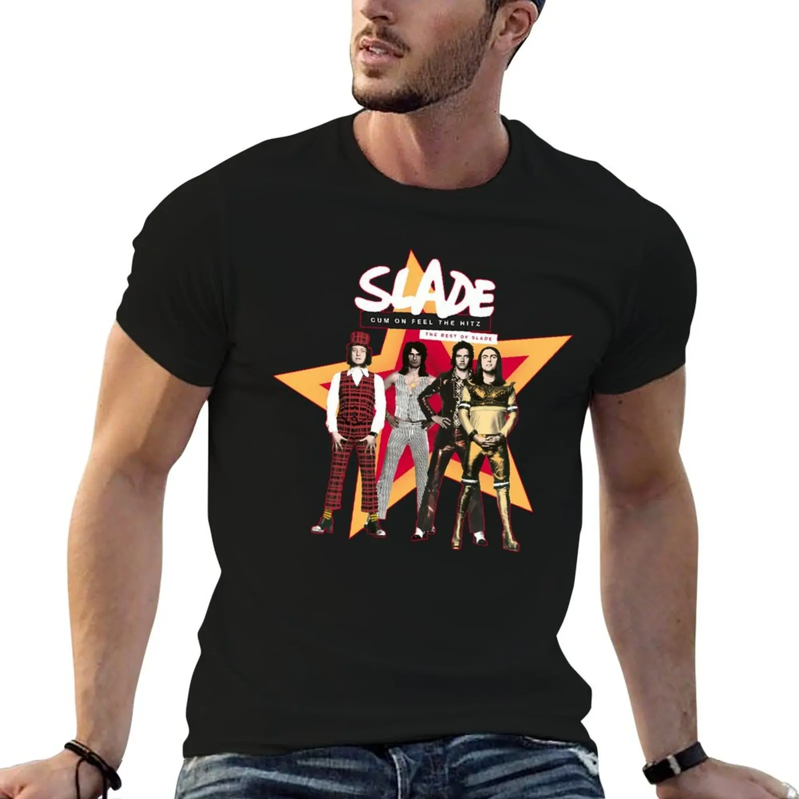 Slade Rock Members T-Shirt customizeds korean fashion rapper graphic tees Aesthetic clothing Men's cotton t-shirt