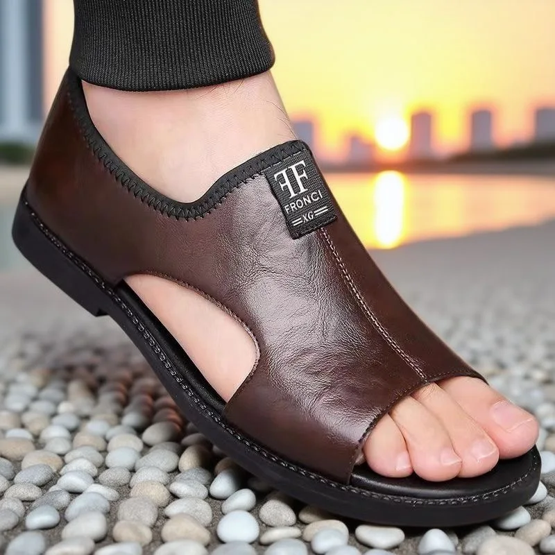 Sandals for Men Brand Casual Shoes Outdoor Fashion Men's Slippers Comfortable Beach Shoes High Quality Leather Men Flat Sandals