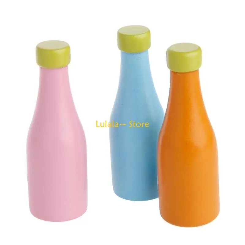 

Y4QA 3pcs Kids Pretend Role for Play Kitchen Fruit Wooden Toy Cutting Set Child