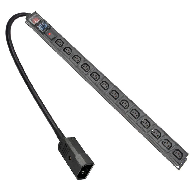 

PDU Power Strip Distribution Digital display ammeter C13 13 Way output socket 2m Extension Cord With overload protection